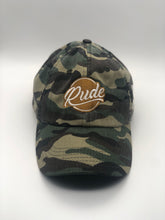 Load image into Gallery viewer, RUDE Logo Dad Hat (Camo)
